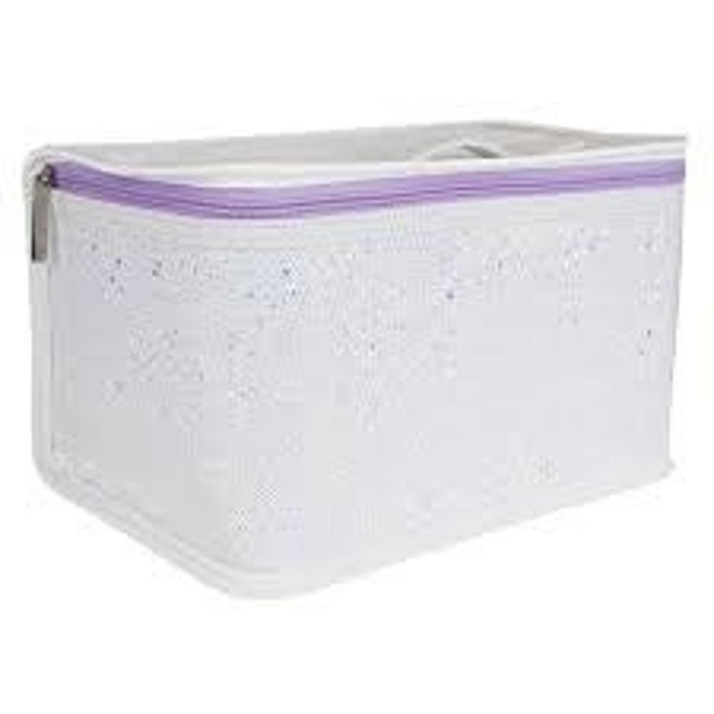 NWT Clinique Skincare Makeup Beauty Cosmetic Train Case Bag Glitter White/Purple